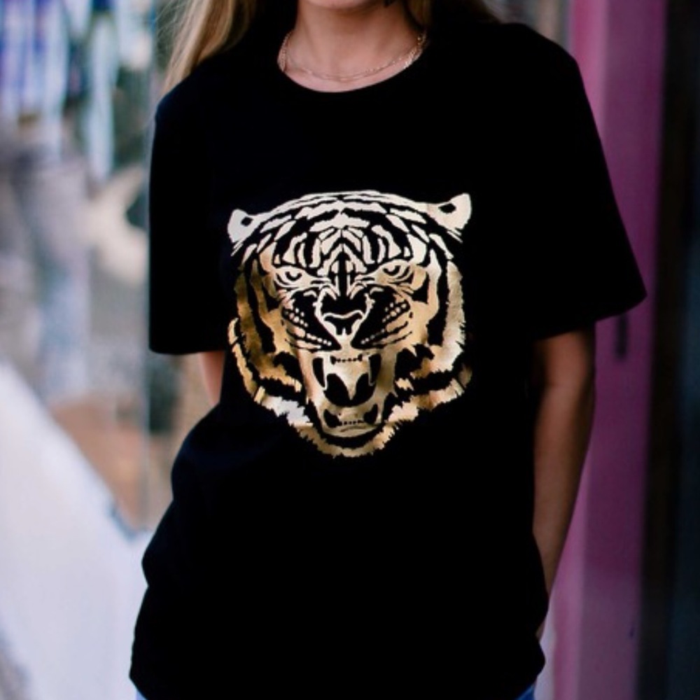 NEW Gold Tiger Shirt Tee Short 100% Cotton